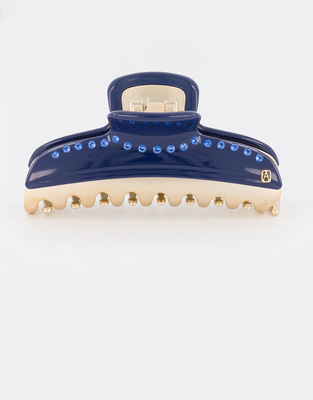 【ALEXANDRE DE PARIS】VENDOME CLIP M 【美品】 Pince Vendôme Signature regular navy blue jewel hair jaw